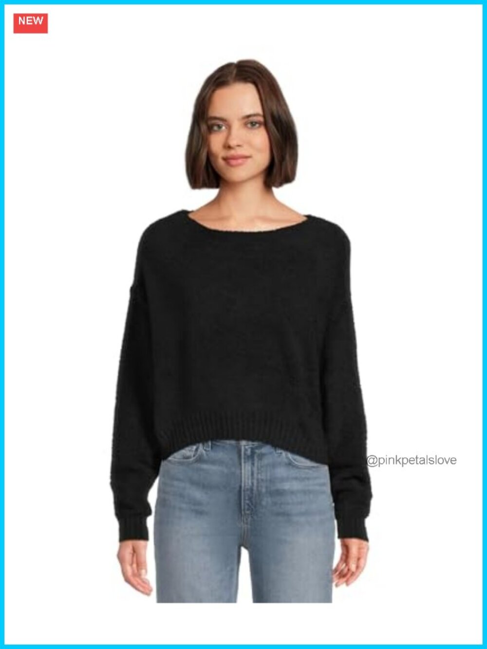 Slouchy Boat Neck Pullover Sweater Recycled Polyester